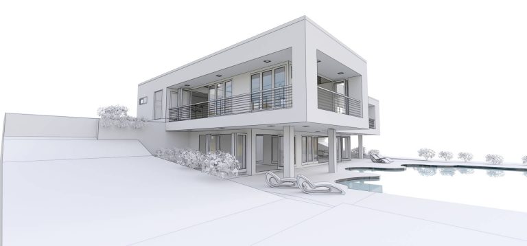 3d modern house, on white background. 3d illustration